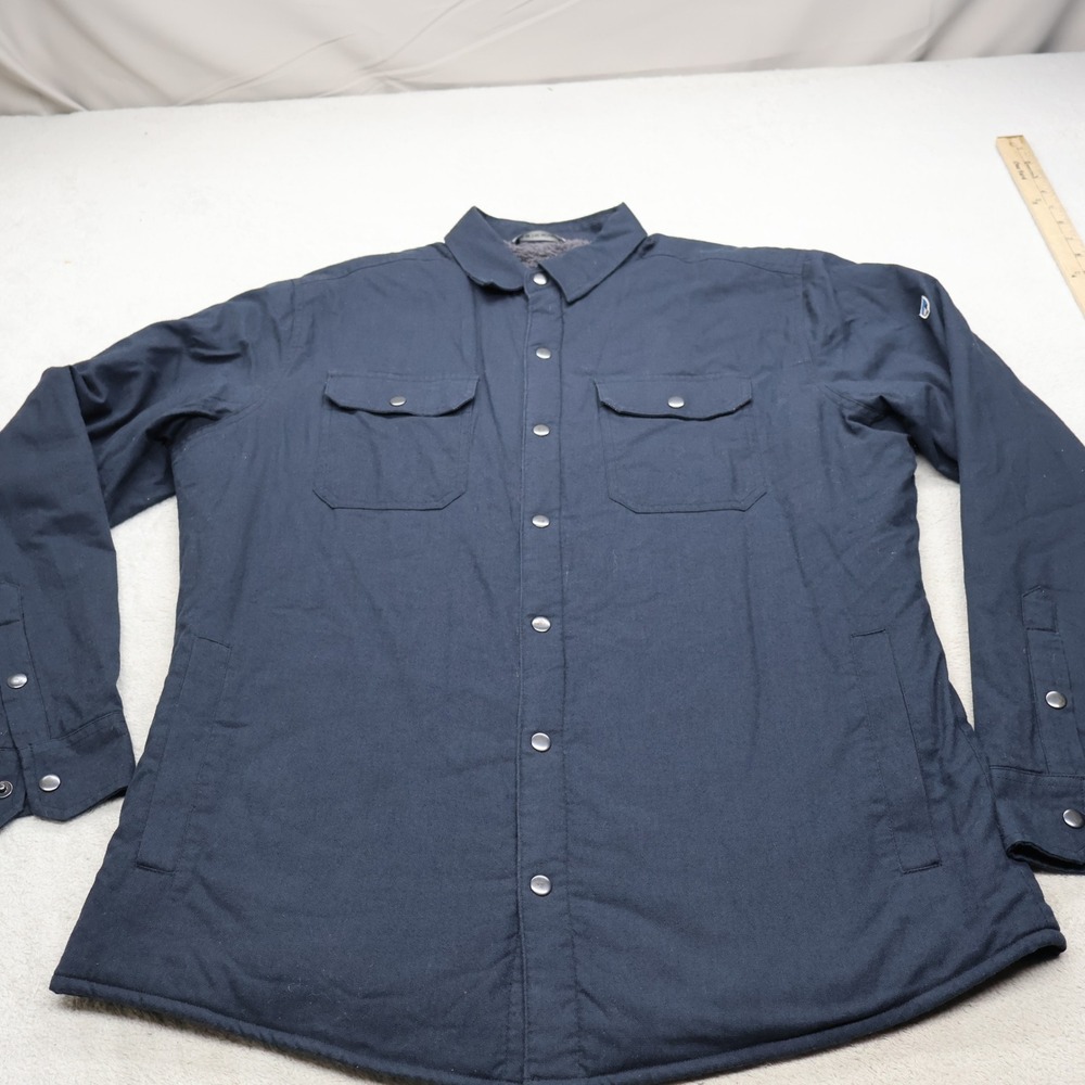 Kuhl Joyrydr Shirt Jacket Mens Large Blue Flannel Fleece Lined Snap Outdoor